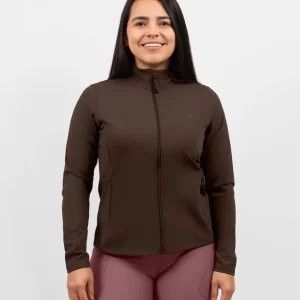 Lily Mocha Brown Zip Long-Sleeve