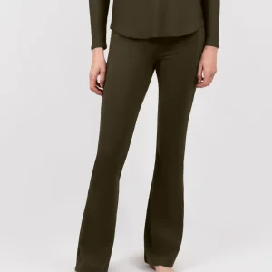 Maya Deep Olive Flared Leggings - Regular