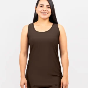 Vigga Fitted Mocha Brown Top - Extra Length